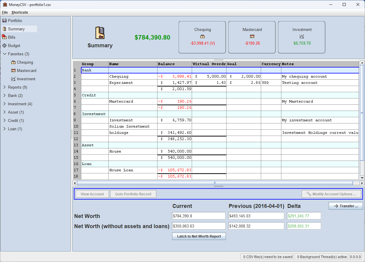 Money CSV Summary Screen